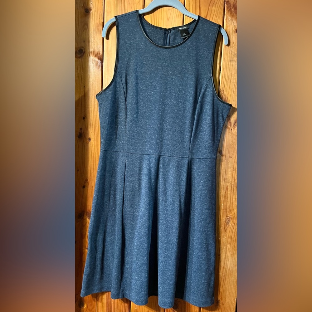 Ann Taylor Dress Blue With Black Satin Look Trim Size 12